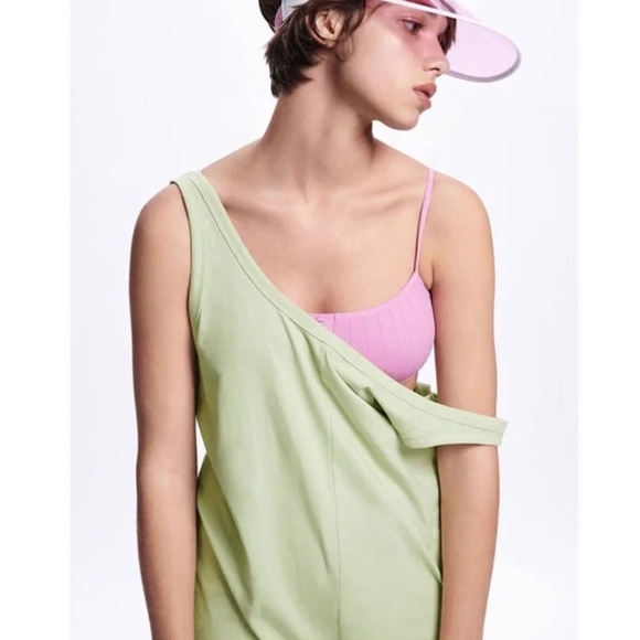 Zara Relaxed Fit Jumpsuit Pale Green Size Small - Picture 1 of 6